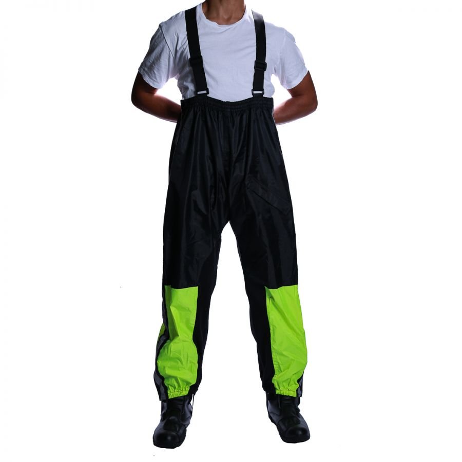 Motorcycle Rain Pants Black/Hi Viz Green
