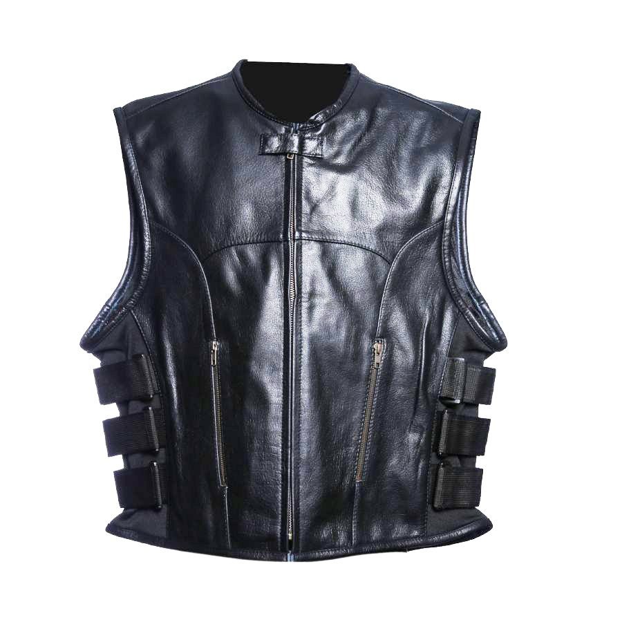Club Motorcycle Leather Vest Black