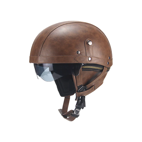 BFR-Motorcycle Motorbike Rider Harley Half DOT Open Face PU Helmet Visor Dual lens