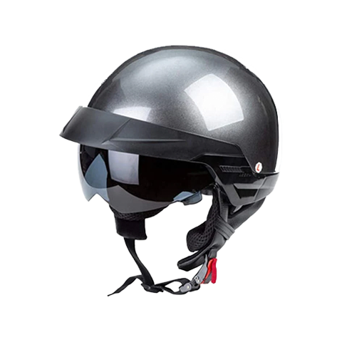BFR Open Face Crash Jet Helmet DOT/ECE Approved-Shiny Grey Black