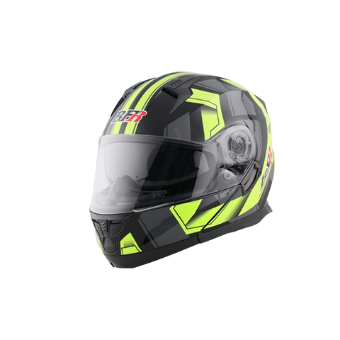 Modular Flip-Up Motorcycle Helmet- Lime Green