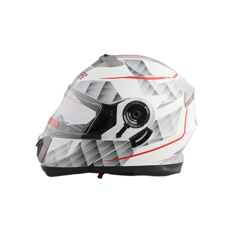 Modular Flip-Up Motorcycle Helmet- White & Black. BFR 160